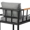 Armen Living Wiglaf Outdoor Patio Bar Stool in Aluminum and Teak with Gray Cushions 840254333055 - alternate 9